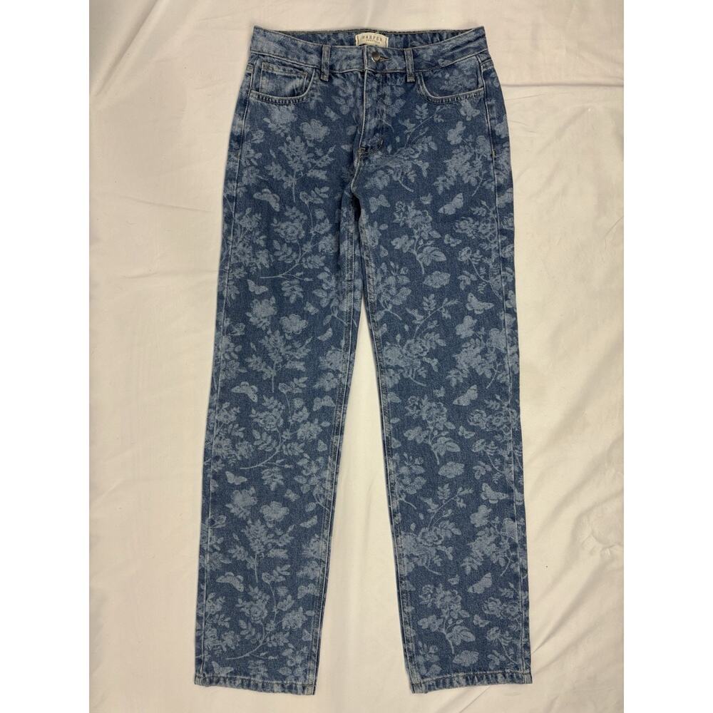 Harper Heritage Womens Blue Jeans Embroidered Floral High Rise Straight Size 26
